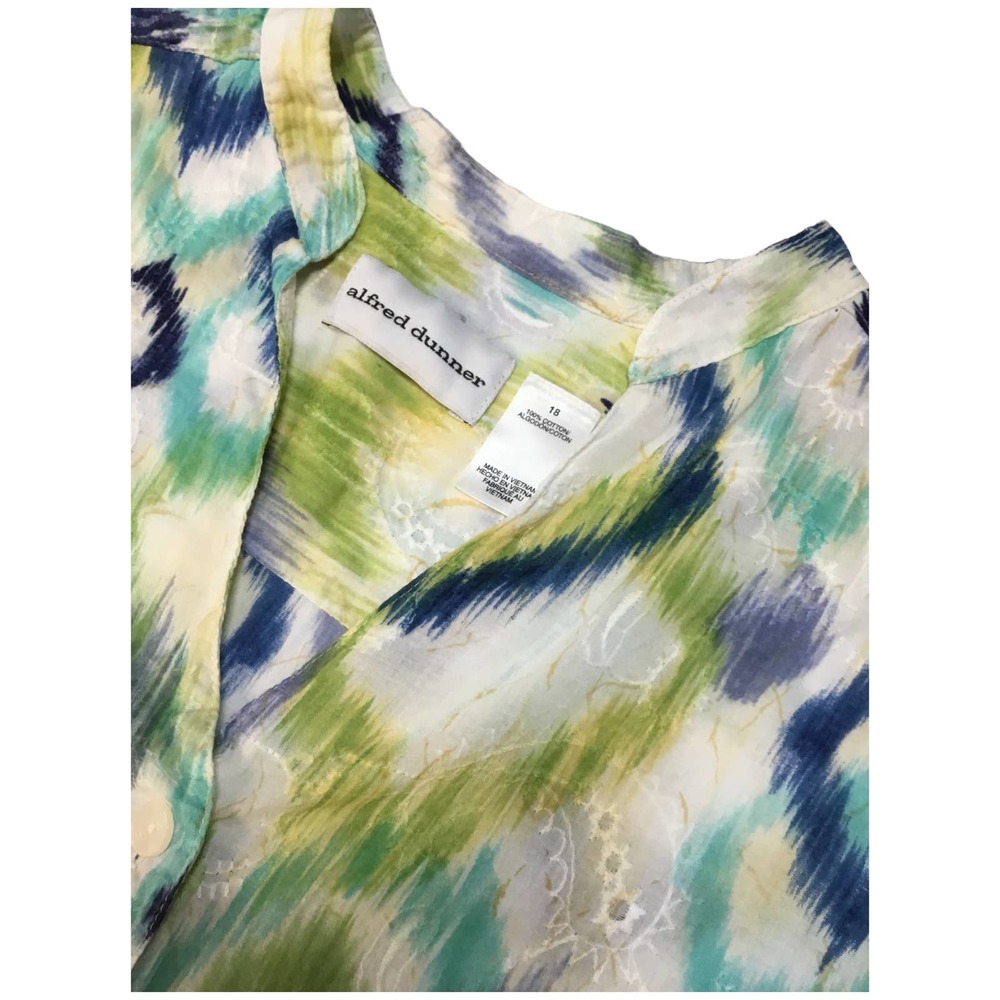 Alfred Dunner Vintage Abstract 3/4 Sleeve Button Down Shoulder Pads 18 Plus - Picture 2 of 9